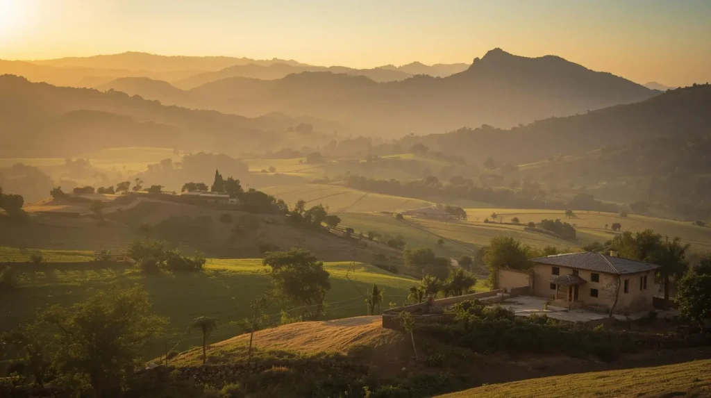 Panoramic view of Aravalli Hills surrounding Rainbow Meadows Farms plots